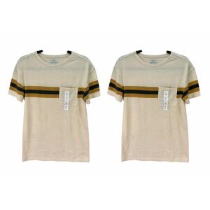 2 ShirtsCat & Jack Boys XL14 Short Sleeve T-Shirt Crew Neck Striped Pocket Tee